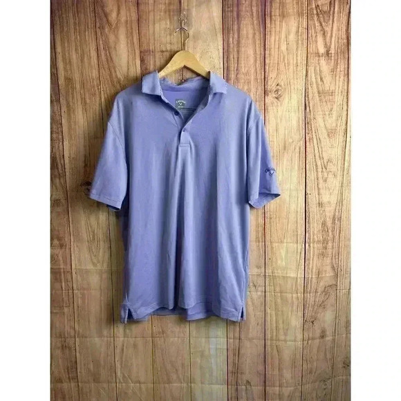 Callaway Men's Polo Golf Shirt Opti Dri Purple and White Striped Size L - Picture 1 of 7